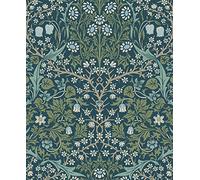 NextWall Victorian Garden Floral Peel and Stick Wallpaper (Prussian Blue & Moss Green)