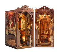 Nextyu Book Nook Kit, DIY Booknook Miniature House Building Kit with LED Lights, 3D Wooden Puzzle Bookend Bookshelf Decor, Mini Dollhouse Model Kits for Adults Teens (Magic Library)