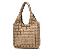 Nexum Quilted Puffer Hobo Bag for Women Large Soft Puffy Shoulder Bag Quilted Carryall Tote Bag Hobo Handbags for Travel Khaki