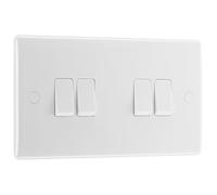 BG 800 Series 10A 10AX 4 Gang 2 Way Light Switch - White - 844