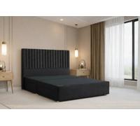 Nexus Amalfi Black Plush Divan Bed Base No Drawers With 54" Floor Standing Headboard 2'6 Small Single