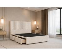 Nexus Amalfi Cream Teddy Divan Bed Base 2 Drawers Foot-End With 54" Floor Standing Headboard 4' Small Double