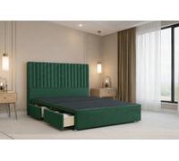 Nexus Amalfi Emerald Plush Divan Bed Base 2 Drawers Foot-End With 54" Floor Standing Headboard 5' King