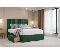 Nexus Amalfi Emerald Plush Divan Bed Base 2 Drawers Same Side With 26" Strutted Headboard 4' Small Double