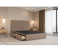 Nexus Amalfi Mink Plush Divan Bed Base 2 Drawers Foot-End With 54" Floor Standing Headboard 4' Small Double