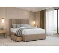 Nexus Amalfi Mink Plush Divan Bed Base 2 Drawers Same Side With 26" Strutted Headboard 2'6 Small Single