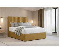 Nexus Amalfi Mustard Plush Divan Bed Base No Drawers With 26" Strutted Headboard 2'6 Small Single