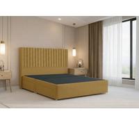 Nexus Amalfi Mustard Plush Divan Bed Base No Drawers With 54" Floor Standing Headboard 2'6 Small Single