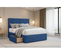 Nexus Amalfi Navy Plush Divan Bed Base 2 Drawers Same Side With 26" Strutted Headboard 4' Small Double