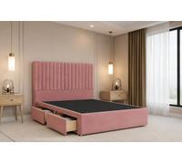 Nexus Amalfi Pink Plush Divan Bed Base 4 Drawers With 54" Floor Standing Headboard 5' King