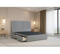 Nexus Amalfi Silver Plush Divan Bed Base 4 Drawers With 54" Floor Standing Headboard 5' King