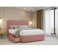Nexus Kyoto Pink Plush Divan Bed Base 4 Drawers With 26" Strutted Headboard 5' King