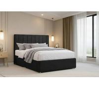 Nexus Kyoto Plush Divan, Black, 26" Headboard, No Drawers, Open Coil Mattress, Small Single