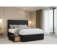 Nexus Kyoto Plush Divan, Black, 54" Headboard, 2 Drawers Same Side, Open Coil Mattress, Single