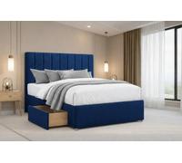 Nexus Kyoto Plush Divan, Blue, 26" Headboard, 4 Drawers, Open Coil Mattress, Super King