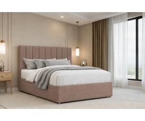 Nexus Kyoto Plush Divan, Mink, 26" Headboard, No Drawers, Open Coil Mattress, King