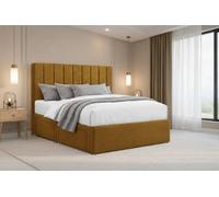 Nexus Kyoto Plush Divan, Mustard, 26" Headboard, No Drawers, Open Coil Mattress, Double