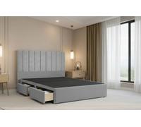 Nexus Kyoto Silver Plush Divan Bed Base 2 Drawers Same Side With 54" Floor Standing Headboard 4'6 Double