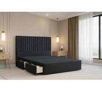 Nexus Mattresses Ltd Amalfi Plush Divan Bed Base 2 Drawers Foot-End - 54" Headboard in Black | Size: King Nexus Mattresses Ltd Black King