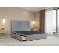 Nexus Mattresses Ltd Amalfi Plush Divan Bed Base 2 Drawers Foot-End - 54" Headboard in Silver | Size: Small Double Nexus Mattresses Ltd Silver Small Double