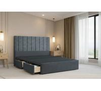 Nexus Mattresses Ltd Kyoto Plush Divan Bed Base 2 Drawers Same Side - 54" Headboard in Dark Grey | Size: Small Double Nexus Mattresses Ltd Dark Grey Small Double