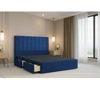 Nexus Mattresses Ltd Kyoto Plush Divan Bed Base 4 Drawers - 54" Headboard in Blue | Size: Small Double Nexus Mattresses Ltd Blue Small Double