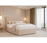 Nexus Mattresses Ltd Kyoto Plush Divan Bed Base No Drawers - 26" Headboard in Stone | Size: Small Double Nexus Mattresses Ltd Stone Small Double