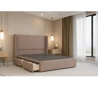 Nexus Mattresses Ltd Portofino Plush Divan 2 Drawers Foot-End 54"Winged Headboard in Bronze | Size: Double Nexus Mattresses Ltd Bronze Double