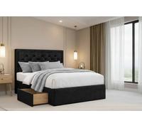 Nexus Mattresses Ltd Tuscany Plush Divan Bed Base 2 Drawers Same Side - 26" Headboard in Black | Size: Single Nexus Mattresses Ltd Black Single