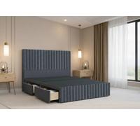 Nexus Mattresses Ltd Verona Plush Divan Bed Base 2 Drawers Left Side - 12" Footboard & 54" Headboard in Dark Grey | Size: Small Single Nexus Mattresses Ltd Dark Grey Small Single