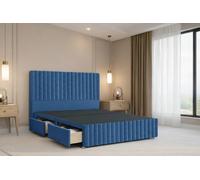 Nexus Mattresses Ltd Verona Plush Divan Bed Base 2 Drawers Left Side - 12" Footboard & 54" Headboard in Navy | Size: Single Nexus Mattresses Ltd Navy Single
