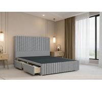 Nexus Mattresses Ltd Verona Plush Divan Bed Base 2 Drawers Right Side - 12" Footboard & 54" Headboard in Silver | Size: Small Double Nexus Mattresses Ltd Silver Small Double
