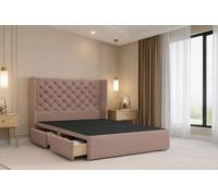 Nexus Mattresses Ltd Windsor Plush Divan 2 Drawers Foot-End 54"Winged Headboard in Bronze | Size: Double Nexus Mattresses Ltd Bronze Double