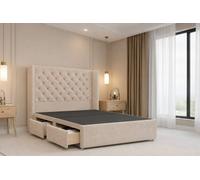 Nexus Mattresses Ltd Windsor Plush Divan 2 Drawers Foot-End 54"Winged Headboard in Stone | Size: Double Nexus Mattresses Ltd Stone Double