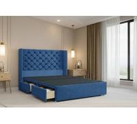 Nexus Mattresses Ltd Windsor Plush Divan Bed Base 2 Drawers Foot-End - 54" Headboard in Navy | Size: Double Nexus Mattresses Ltd Navy Double