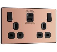 BG Nexus Metal Antique Brass Double Intelligent Led Dimmer Switch, 2-Way Push On/Off - NAB82