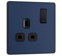 Nexus Metal Black Nickel Single Switched 13A Power Socket NBN21B-01