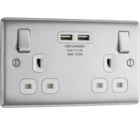 BG Electrical Double Switched Fast Power Socket with Two USB Charging Ports