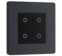 BG Electrical Intelligent Quadruple Wall Dimmer Switch, 2 Way, Raised Profile, Round Edges, Nexus Metal Brushed Steel 200W, NBS84