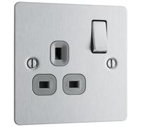 Nexus Metal Polished Chrome Single Switched 13A Power Socket NPC21W-01