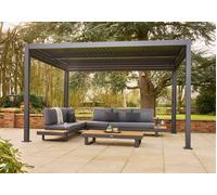 Nexus Pergola - Grey Aluminium 3m x 4m with LEDs and 3 Screens Norfolk Leisure Grey One Size