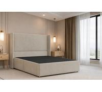 Nexus Portofino Cream Plush Divan Bed Base No Drawers With 54" Floor Standing Winged Headboard 6' Super King