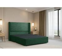 Nexus Portofino Emerald Plush Divan Bed Base No Drawers With 54" Floor Standing Winged Headboard 5' King