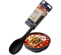 Nexus Silicone Cooking Spoon - Heat-Resistant Solid Spoon, Non Stick Friendly Kitchen Utensil - Perfect for Soup, Rice, Sauces - Ideal for Stirring, Mixing & Serving. Black Satin