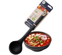 Nexus Silicone Ladle Spoon - Heat-Resistant, Non Stick Friendly Kitchen Utensil for Cooking, Serving, Stirring, Pouring - Ideal for Soup, Gravy, Sauces, Pancake Batter. Black Satin