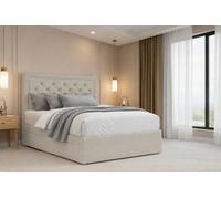 Nexus Tuscany Cream Plush Divan Bed Base No Drawers With 26" Strutted Headboard 5' King