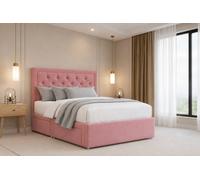 Nexus Tuscany Pink Plush Divan Bed Base No Drawers With 26" Strutted Headboard 5' King