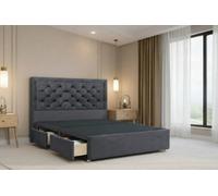 Nexus Tuscany Steel Plush Divan Bed Base 2 Drawers Same Side With 54" Floor Standing Headboard 6' Super King