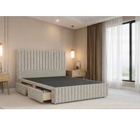 Nexus Verona Cream Plush Divan Bed Base 2 Drawers Foot-End With 54" Floor Standing Headboard 12" Footboard 5' King