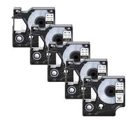NexusDrive 5Pcs Black On White IND Compatible With Flexible Nylon Label Tape Compatible with 18488 18489 Universal Fit 12mm(5PK Polyester White)